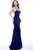 Jovani - 68662 Square Neck Velvet Column Dress In Blue