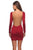 La Femme - 28192 Long Sleeve Backless Faux Wrap Dress In Red