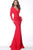 Jovani - 65520 Draped Bodice V Neck Stretch Glitter Evening Dress  In Red
