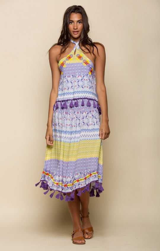 TROPICBIRD RUFFLE HALTER DRESS