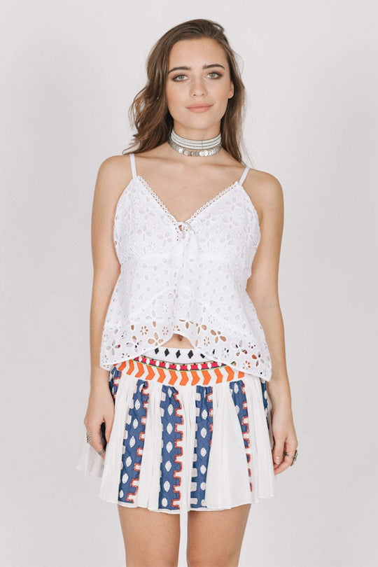 RAGA - Novella Mini Skirt in White Multi-Color