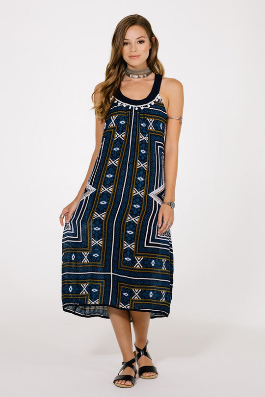 RAGA - Riviera Maya Midi Dress in Blue