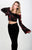 MIDNIGHT BLOSSOM BELL SLEEVE CROP TOP
