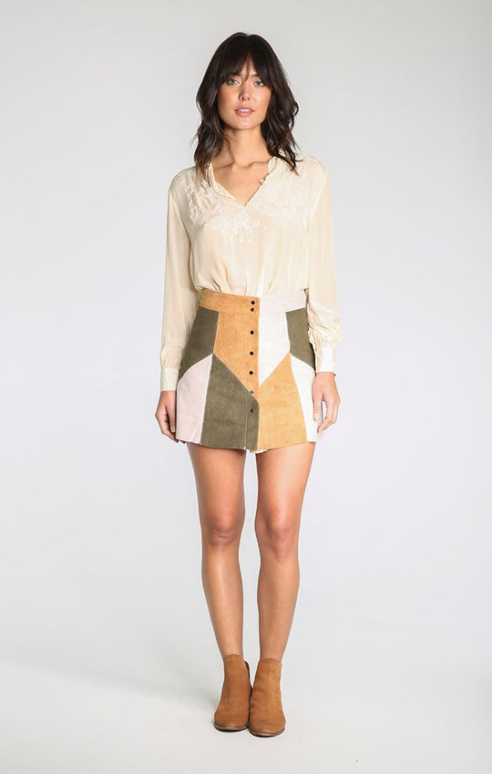 Becca Faux Suede Button Up Mini Skirt