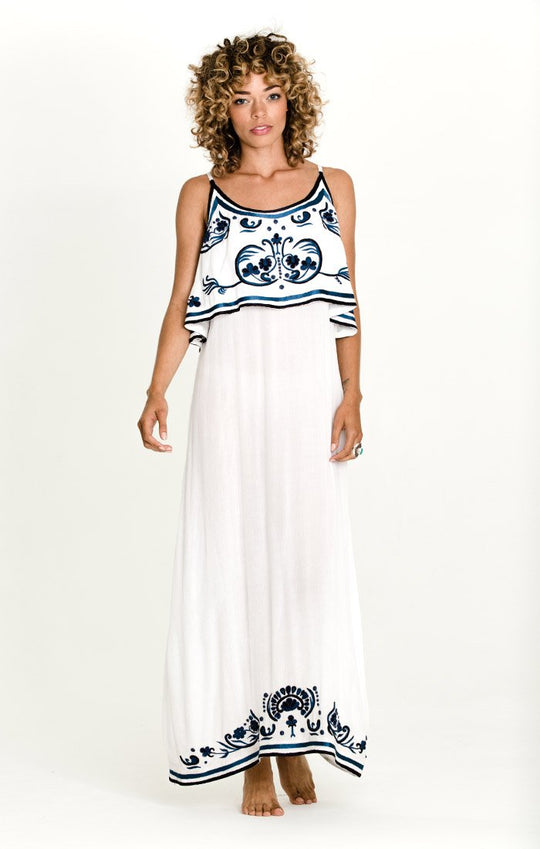 MEDITERRANEAN MIST RUFFLE-TOP MAXI