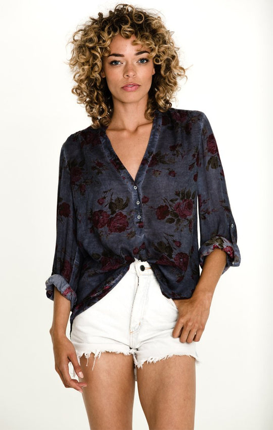 BLOOMING LOVE HENLEY BLOUSE