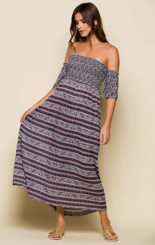 RAGA - Sydney Off Shoulder Midi Dress in Multi-color