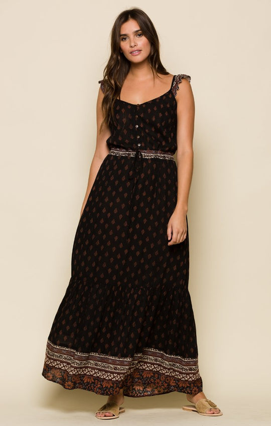 NOCTURNAL DAZE RUFFLE SLEEVE MAXI