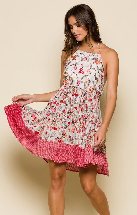 Raga - Primrose High Neck Mini Dress in Multi-color