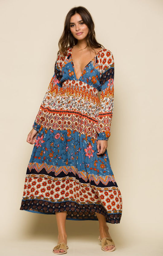 SUN DAZE PLUNGE MIDI DRESS