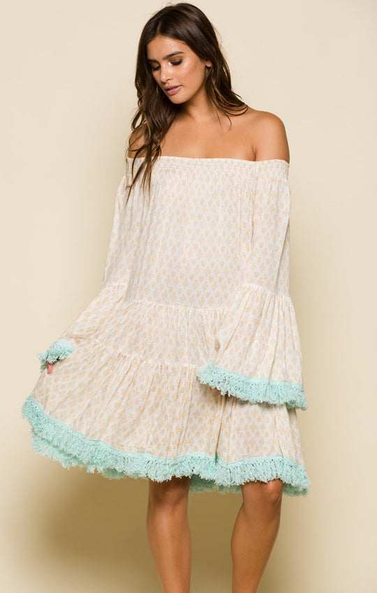 GOLD GYPSY TIERED SHORT DRESS