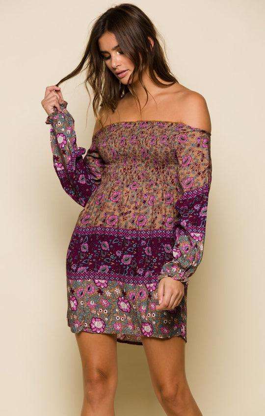 IN BLOOM OFF SHOULDER SHORT DRESS