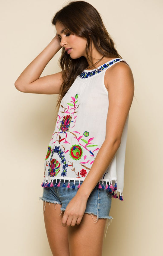 WILD FLOWER TASSEL TANK