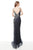 Jovani - 54694 Beaded Plunging V-neck Sheath Dress In Blue and Gray