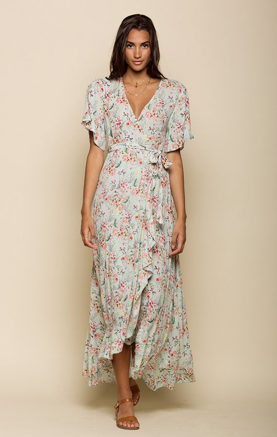 SECRET ESCAPE FAUX WRAP DRESS