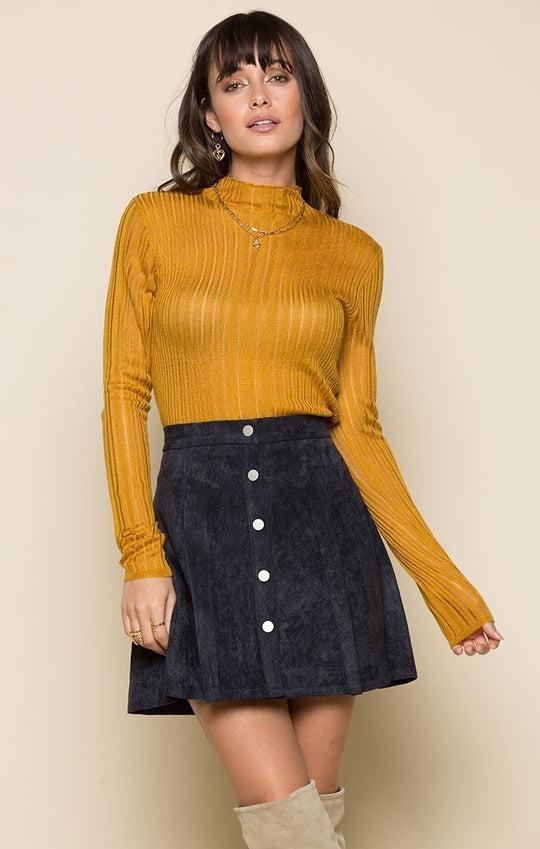 Raga - tara faux suede button up skirt in Gray