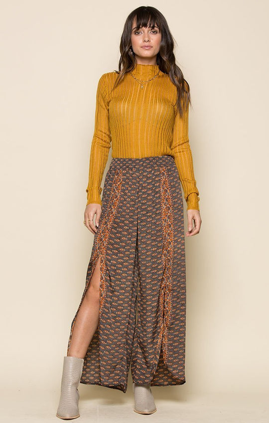 Raga - reggie split front pant  in Gray and Brown