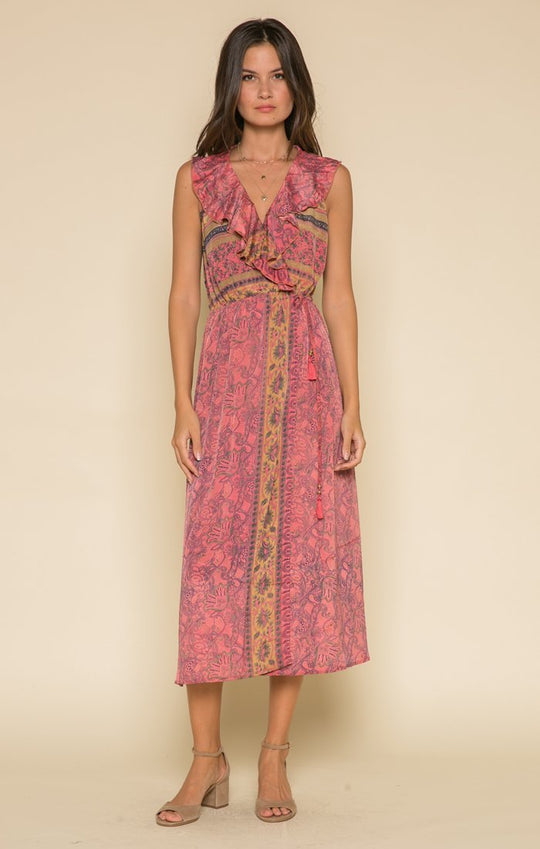 RAGA - Passion Struck Wrap Dress in Pink and Multi-color
