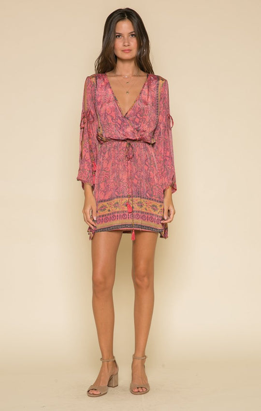 RAGA - Passion Struck Slit Sleeve Dress in Pink