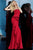Jovani - 68766 Strapless Side Ruffle Trumpet Dress In Red