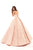 Tarik Ediz - 50404 V-neck Jacquard Pleated Ballgown In Orange