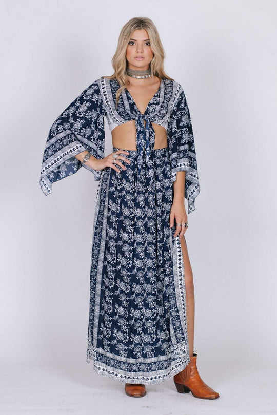 RAGA - Moonriver Maxi Skirt in Blue and Gray