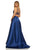 Sherri Hill - 52715 Scoop Neck Strappy Back Long A Line Satin Dress In Blue