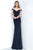 Jovani - 67380 Off-shoulder Long Trumpet Dress In Blue and Black