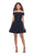 La Femme - 28234 Off-Shoulder A-line Short Dress In Blue and Black
