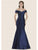 Rina di Montella - RD2602-1 Embellished Off-Shoulder Mermaid Dress In Blue