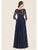Rina di Montella - RD2606-1 Beaded Lace Quarter Length Sleeve Dress In Blue