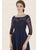 Rina di Montella - RD2606-1 Beaded Lace Quarter Length Sleeve Dress In Blue
