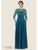 Rina di Montella - RD2626-1 Sequined Illusion Bateau Chiffon Gown In Green
