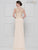 Rina Di Montella - RD2647 Applique Scalloped V-neck Sheath Dress In Neutral