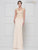 Rina Di Montella - RD2647 Applique Scalloped V-neck Sheath Dress In Neutral