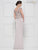 Rina Di Montella - RD2647 Applique Scalloped V-neck Sheath Dress In Silver