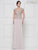 Rina Di Montella - RD2647 Applique Scalloped V-neck Sheath Dress In Silver