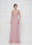 Rina Di Montella - RD2649 Short Sleeve Beaded Empire Chiffon Gown In Pink