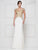 Rina Di Montella - RD2652 Embroidered Vneck Stretch Crepe Sheath Dress In White and Gold