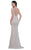Rina Di Montella - RD2656 Lace Cap Sleeve Deep V-neck Fitted Dress In Gray