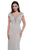 Rina Di Montella - RD2656 Lace Cap Sleeve Deep V-neck Fitted Dress In Gray