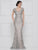 Rina Di Montella - RD2657 Lace Applique Plunging V-neck Trumpet Dress In Gray
