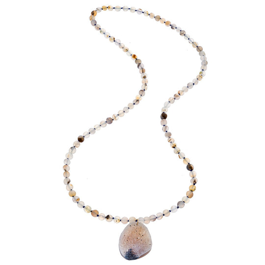 Rockabye Drusy Necklace - Grey Agate