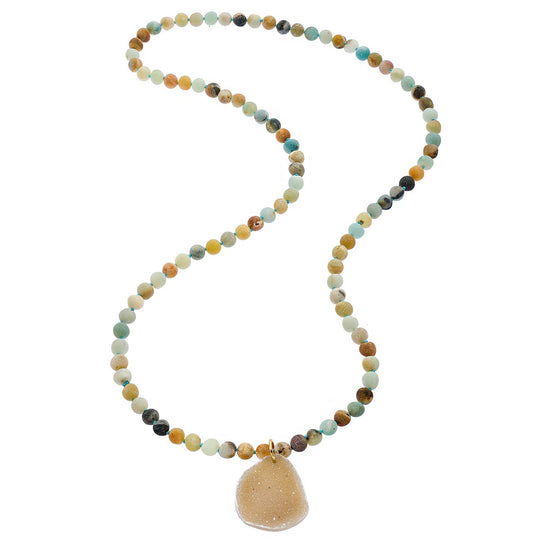 Rockabye Drusy Necklace - Matte Amazonite