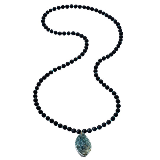 Rockabye Drusy Necklace - Matte Black Onyx