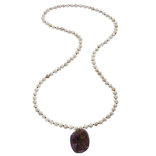 Rockabye Drusy Necklace - White Howlite