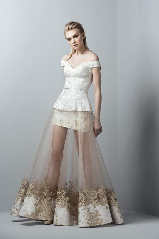 3358 Gold Encrusted Illusion Gown