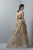 3359 Gold Appliqued Sheer Gown