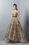 3359 Gold Appliqued Sheer Gown