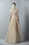 3360 Bateau Appliqued Evening Gown